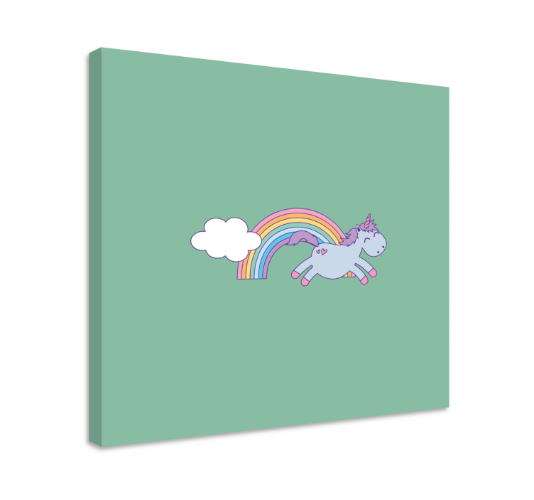 Tablou unicorni unicorn fericit sărind - TenStickers