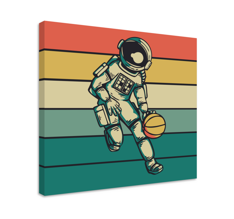 Tablou sport cosmonaut jucând baschet - TenStickers