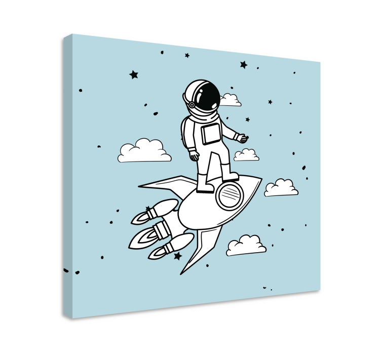 Rachetă astronaut și stele pânză modernă - TenStickers