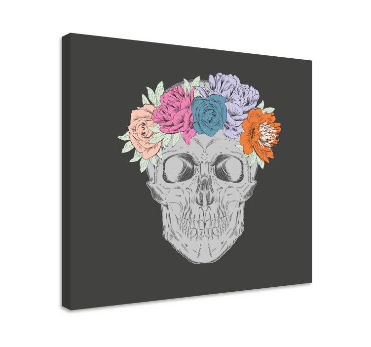 Tablou flori şi plante aranjament floral cu skull - TenStickers