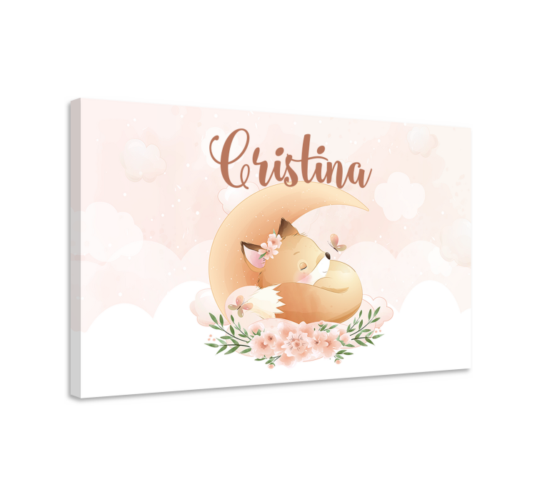 Vulpe drăguță pentru fată cu pânză personalizată cu nume - TenStickers
