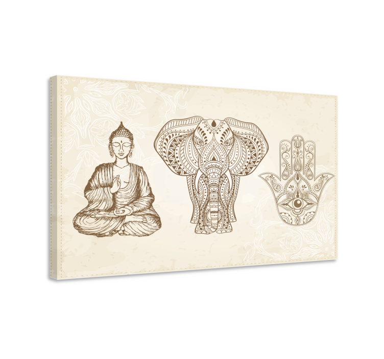 Buddha hamsa mână simbol pânză modernă - TenStickers