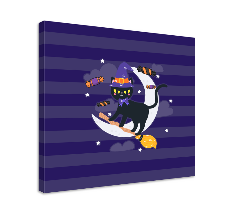 Tablou pisici vrăjitoarea cu pisica neagră - TenStickers