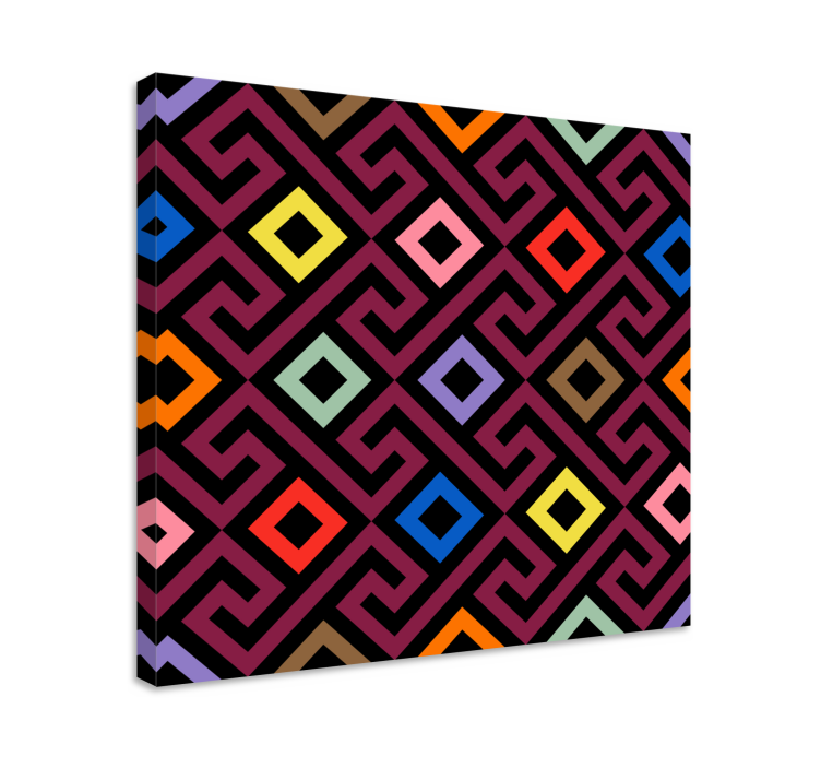 Tablou geometric pătrate colorate - TenStickers