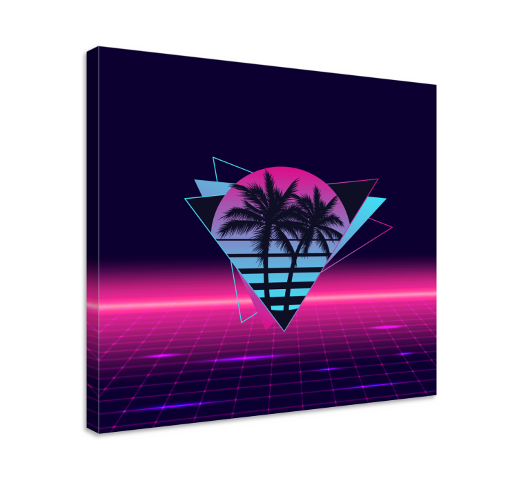 Pânză retro cu palmier în stil vaporwave - TenStickers