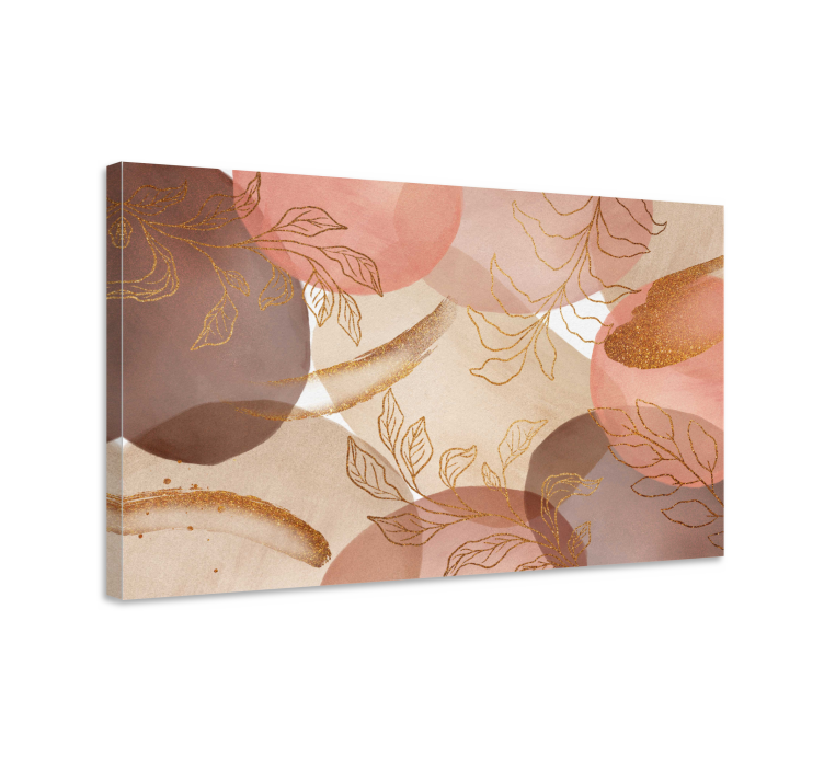 Tablou geometric cu modele abstracte de frunze - TenStickers