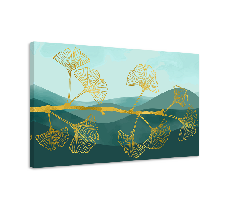 Tablou flori şi plante reflexie frunză de ginkgo - TenStickers
