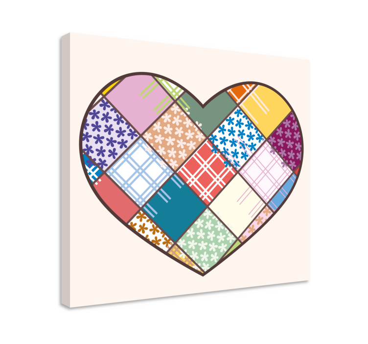 Tablou motivațional design patchwork inimă - TenStickers