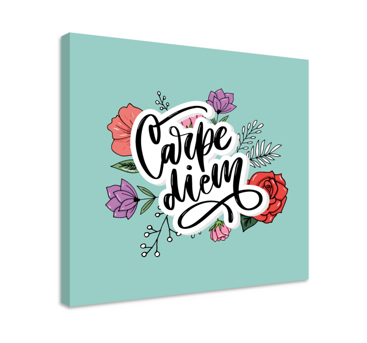 Pânză cu model floral carpe diem roz - TenStickers