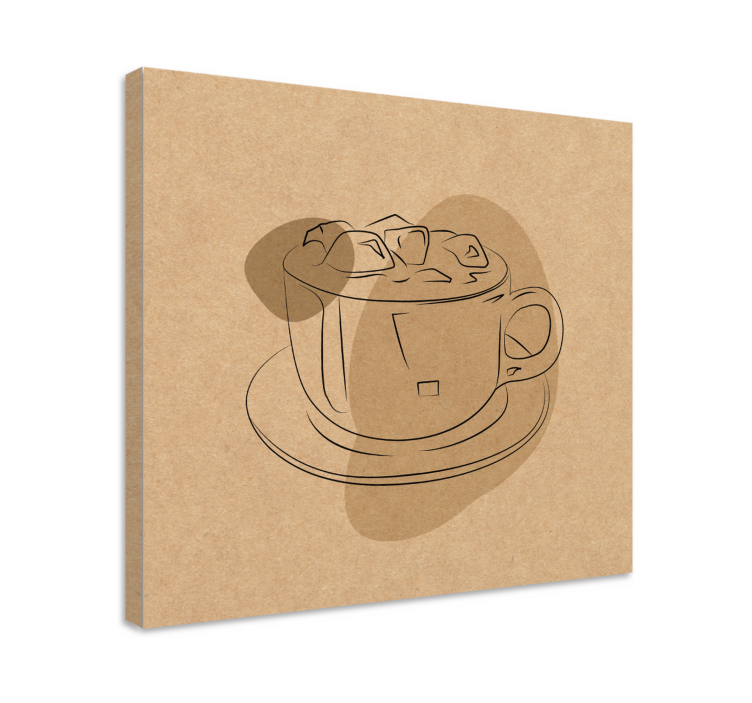 Tablou flori şi plante ilustrație cană de cafea - TenStickers