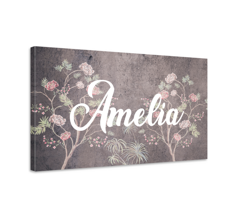 Tablou flori design floral cu nume - TenStickers