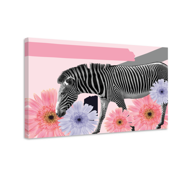 Tablou animale zebra printre flori - TenStickers