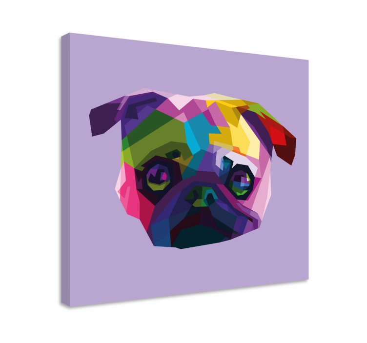 Geometric-animale pug câine imprimeuri pe pânză - TenStickers