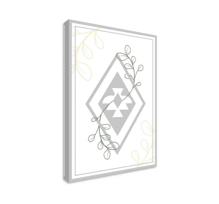 Tablou living model geometric cu frunze - TenStickers