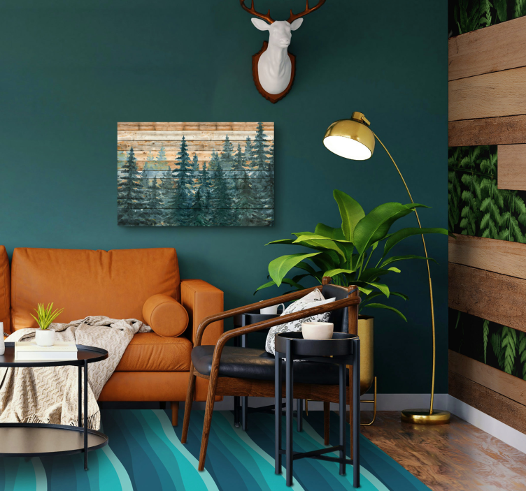 Tablou living pădure maiestuoasă de pini - TenStickers