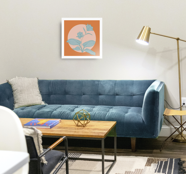 Tablou flori şi plante ilustrație stilizată portocalie - TenStickers