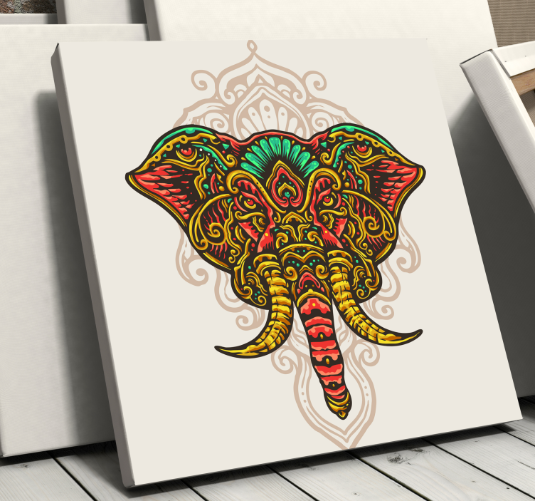 Pânză de elefant indian mandala multicolor - TenStickers