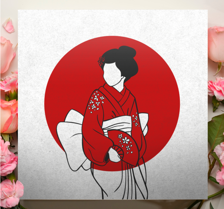 Cadru asiatic eleganța kimono-ului tradițional - TenStickers