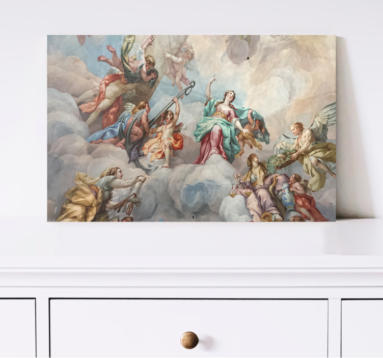 Doi îngeri îmbrățișându-se reciproc amprente de artă pe pânză - TenStickers