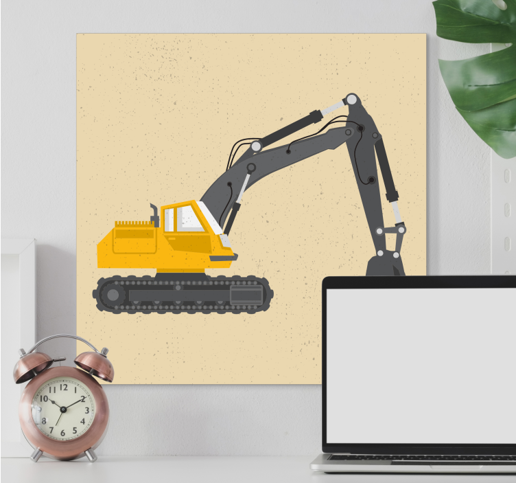 Excavator galben desen panza pepinieră - TenStickers