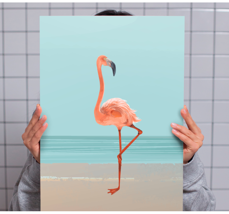 Imagine flamingo pe pânză de nisip artă de perete - TenStickers