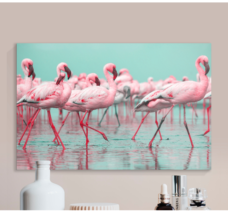 Drăguț flamingo mers pe jos design pânză de intrare - TenStickers