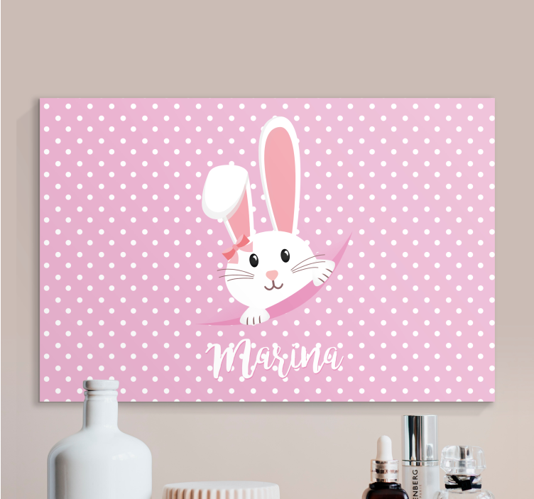 Iepuraș drăguț pentru fată cu pânză personalizată - TenStickers