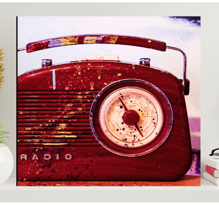 Arta de pânză retro radio vintage roșu - TenStickers