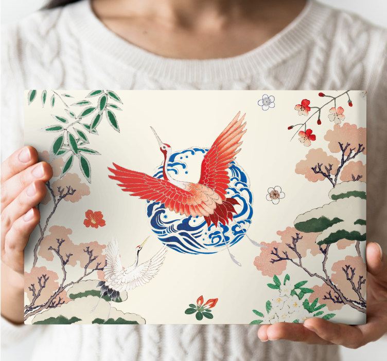 Pânză retro roșie chinoiserie - TenStickers
