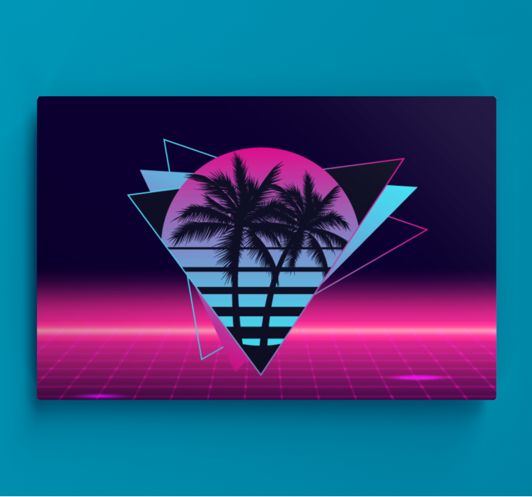 Pânză retro cu palmier în stil vaporwave - TenStickers