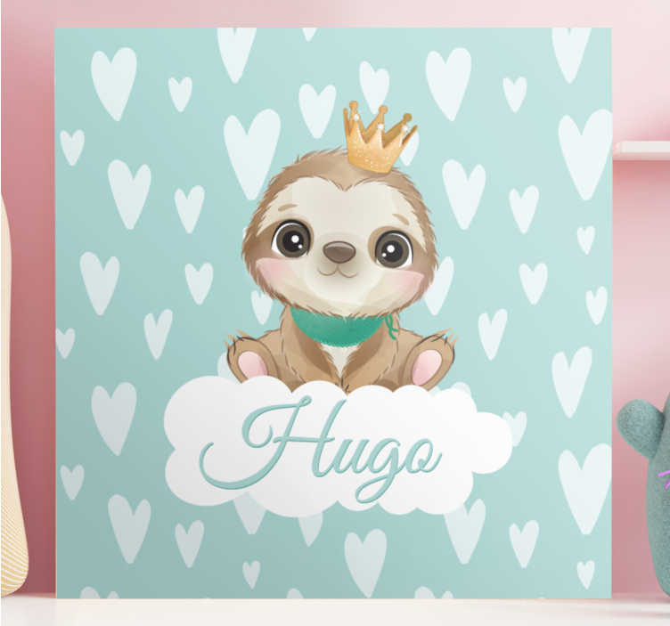 Leneș drăguț pentru pânză personalizată cu nume de băiat - TenStickers