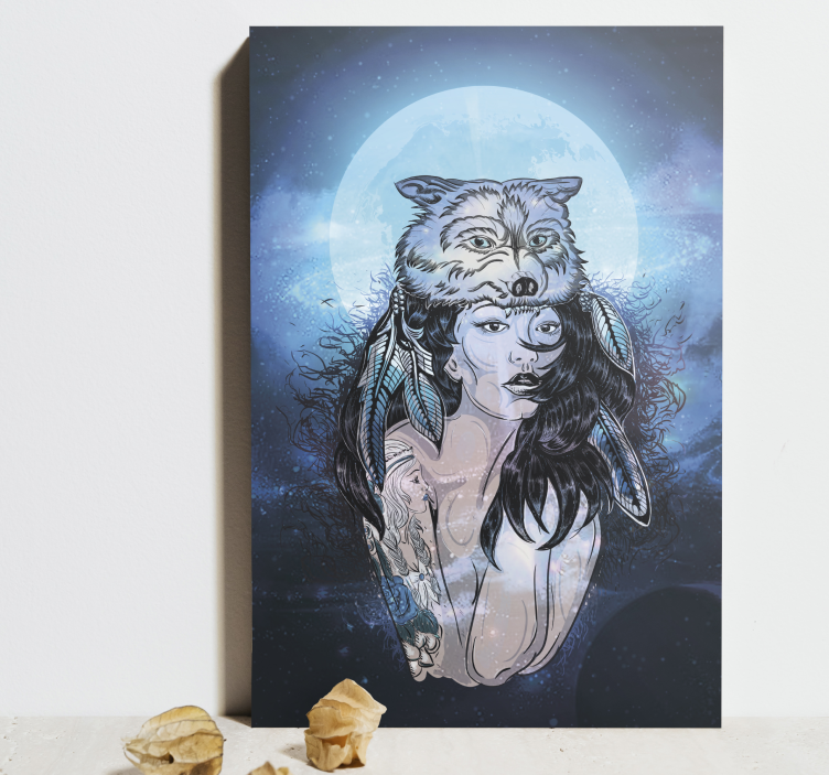 Lup luna femeie retro canvas art - TenStickers