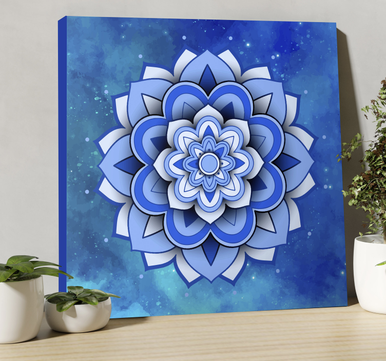Mandala floral albastru mandala pânză artă de perete - TenStickers