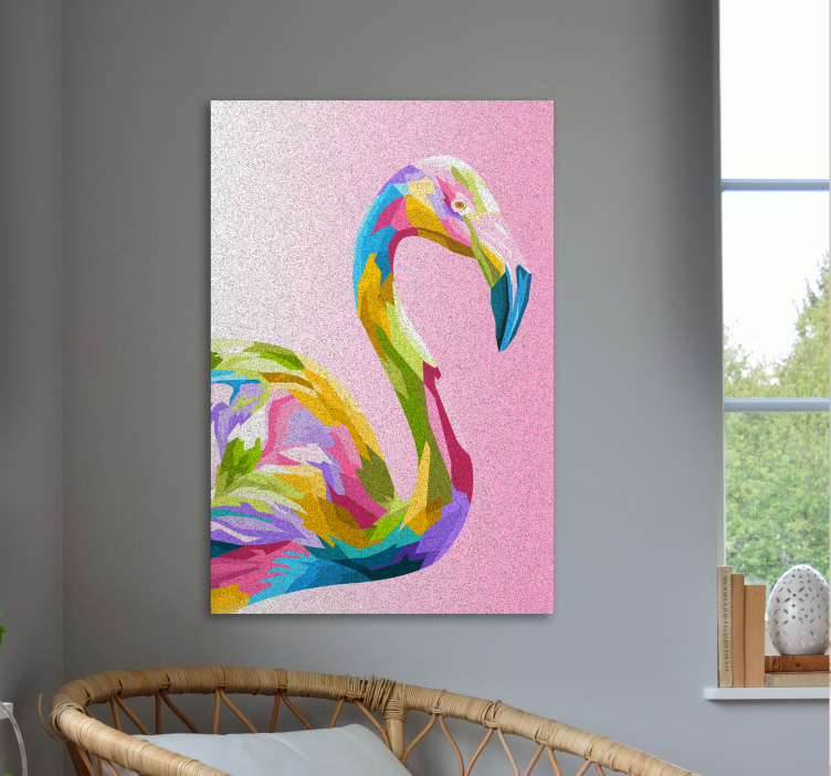 Flamingo art pană pânză artă de perete - TenStickers