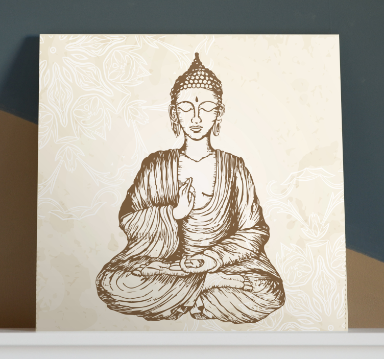 Buda vintage florale buddha artă de perete - TenStickers