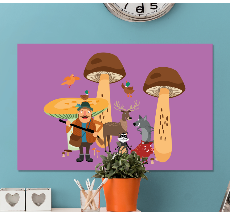 Păsări în pânza de pepinieră de pădure de ciuperci - TenStickers