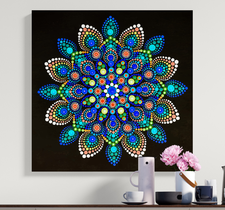 Puncte colorate mandala arta de perete mandala panza - TenStickers