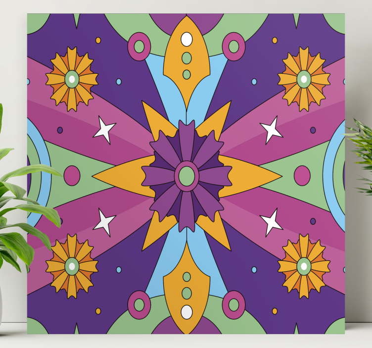 Tablou abstract cu model geometric colorat - TenStickers