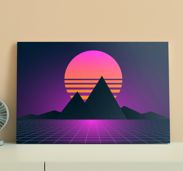 Tablou vintage peisaj montan synthwave - TenStickers