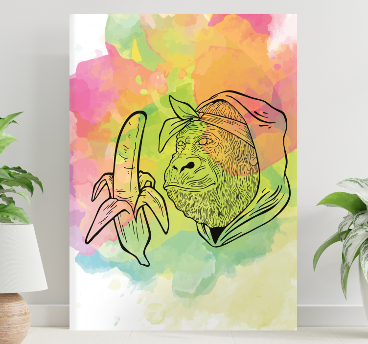 Tablou alfabet gorilla cu banană - TenStickers