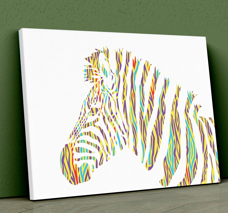Tablou animale cap de zebra colorat - TenStickers