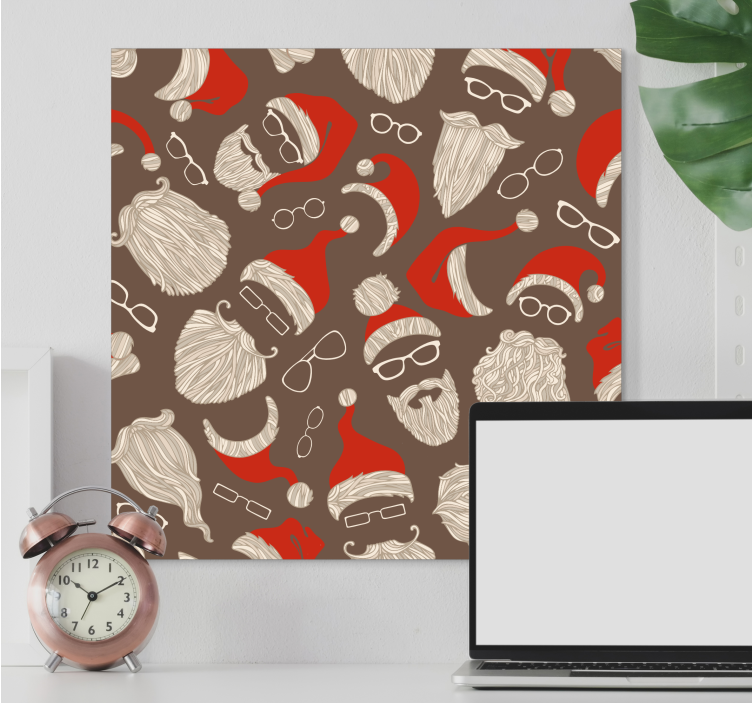 Tablou animale fețe festive de moș crăciun - TenStickers