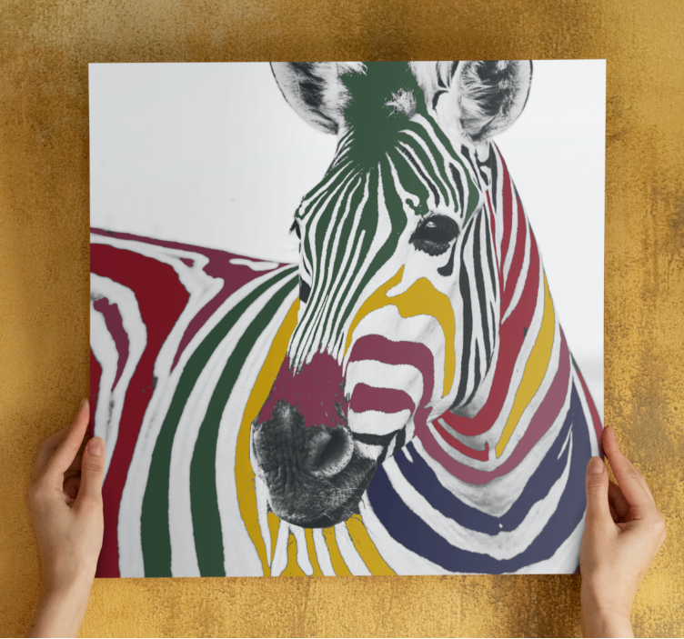 Tablou animale portret colorat de zebra - TenStickers