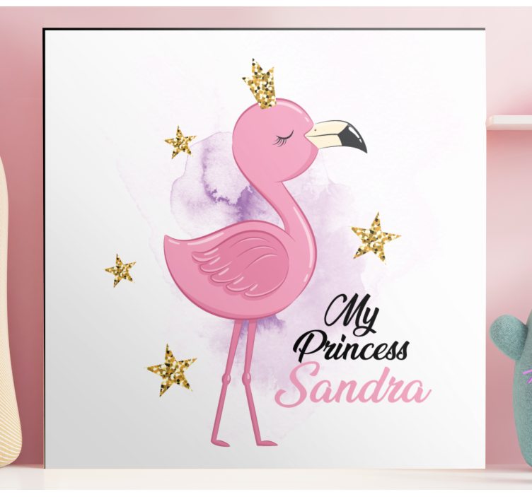 Tablou animale prințesa mea flamingo cu nume - TenStickers