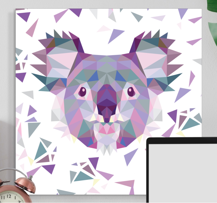 Tablou cai față de koala geometrică - TenStickers