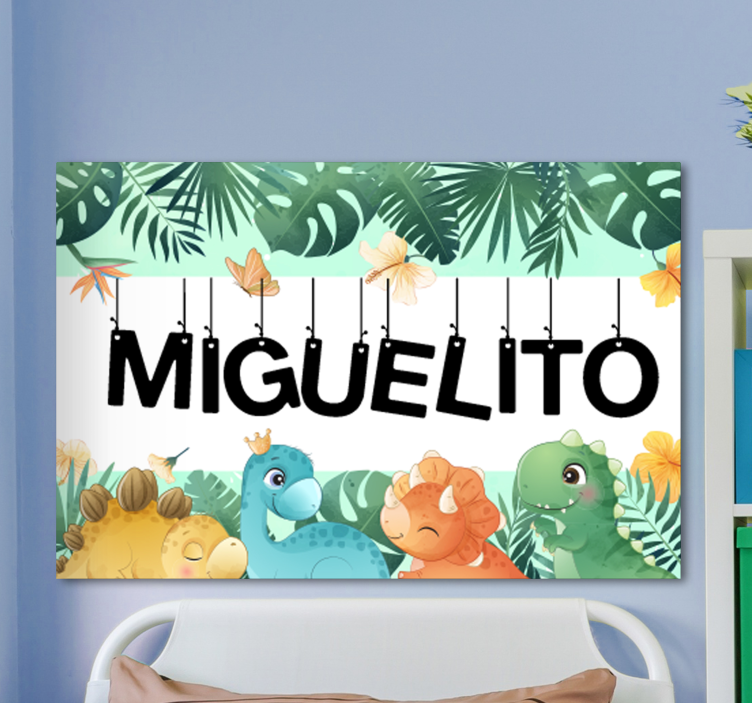 Tablou cai scenă drăguță cu dinozauri - TenStickers