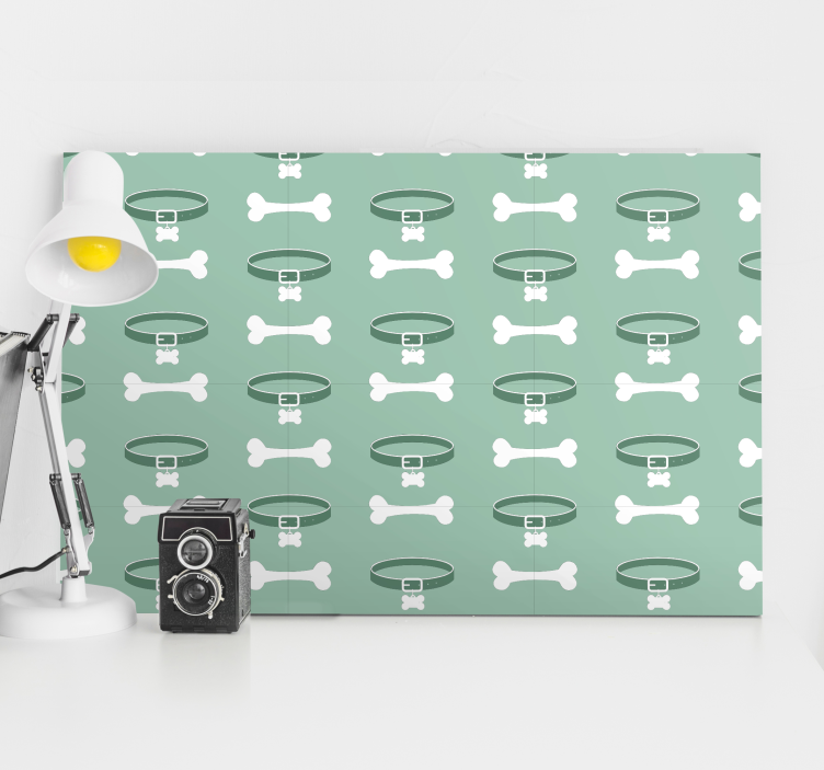 Tablou câini cu model os și zgardă - TenStickers