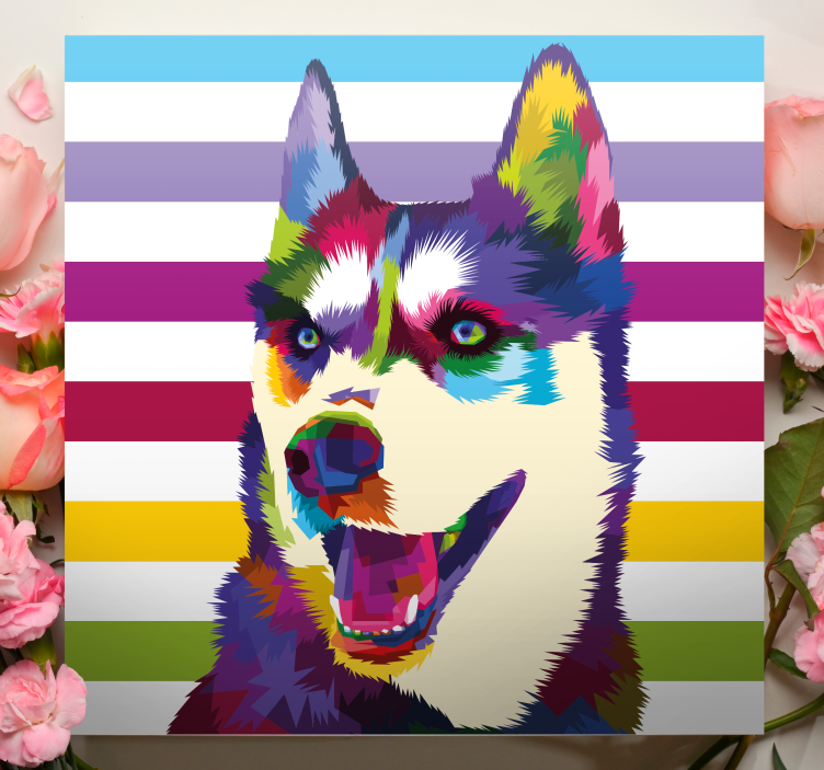 Tablou câini portret colorat de husky - TenStickers