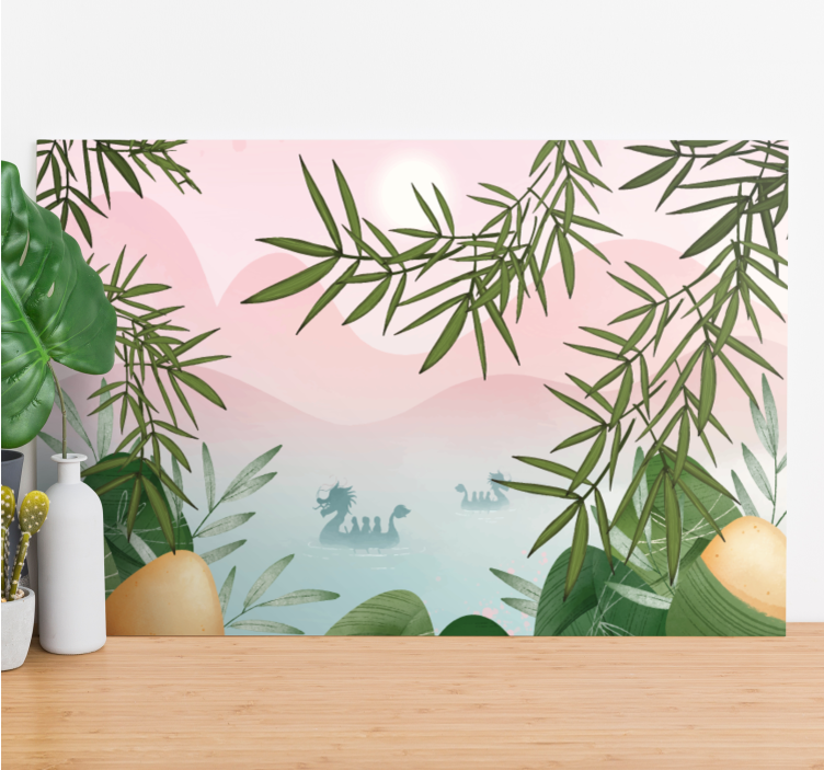 Tablou dinozauri creatură majestică de lac - TenStickers