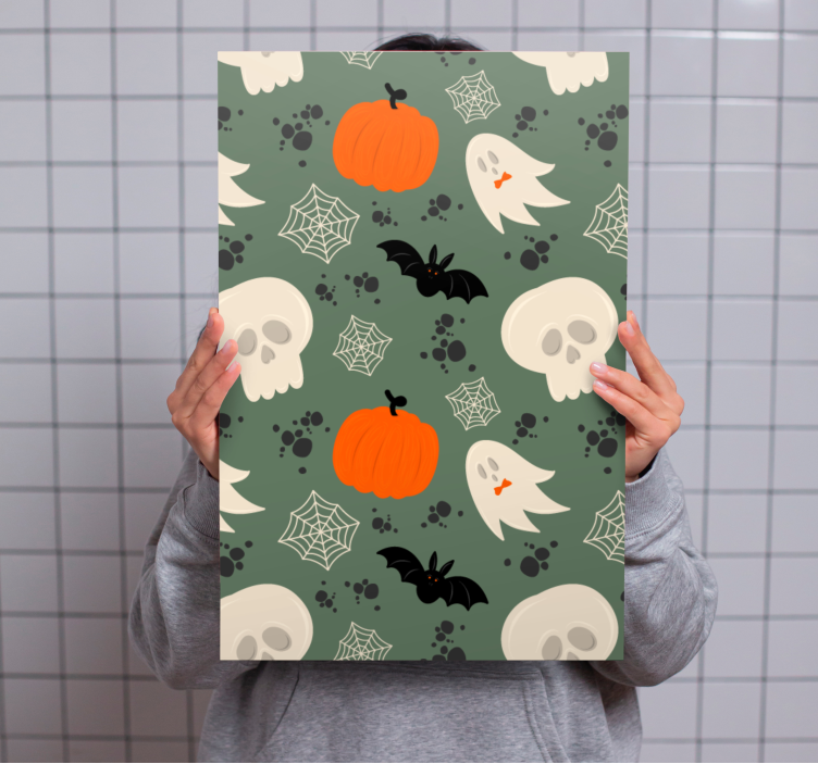 Tablou dinozauri cu elemente tematice de halloween - TenStickers